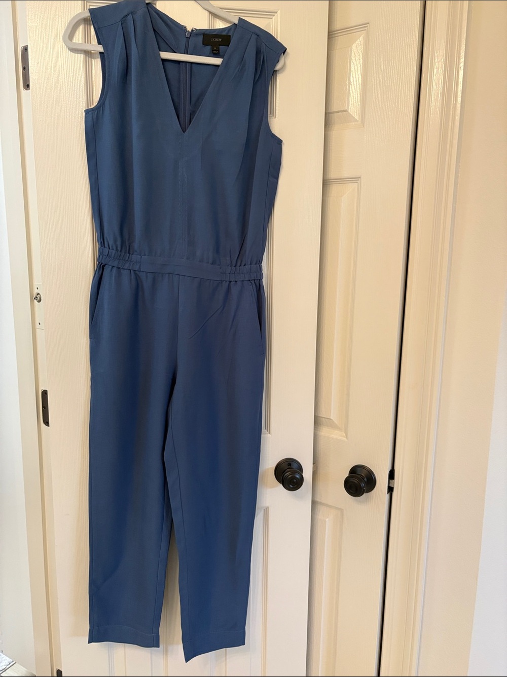 J Crew Sleeveless V-Neck Slate Blue Jumpsuit